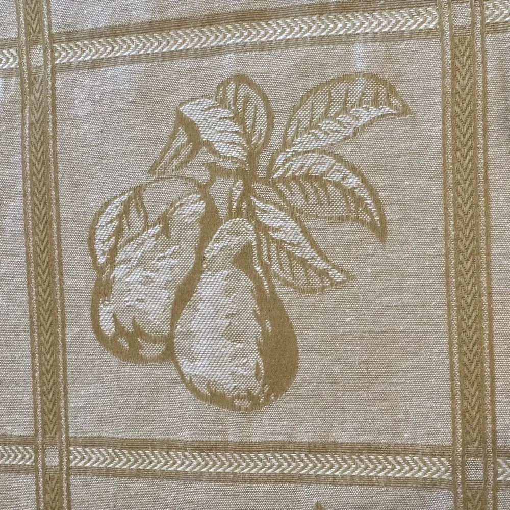 Vintage Ivory Damask Jacquard Tablecloth Fruit Harvest Cotton Blend 59 X 100